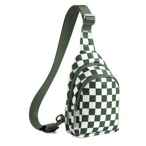 Checkered Sling Bag for Women Small Backpack Crossbody Chest Bag Fanny Packs🐺